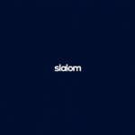 Slalom logo displayed in bold white lowercase letters on a dark navy blue background, representing a modern business and technology consulting brand.